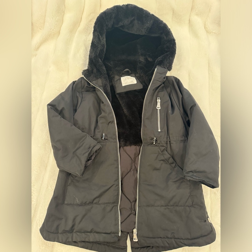 Girls waterproof jacket with soft fur inside